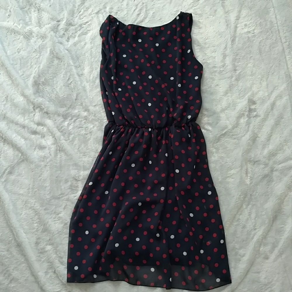 Blue Rain polka dot v-neck dress size large - Picture 3 of 3
